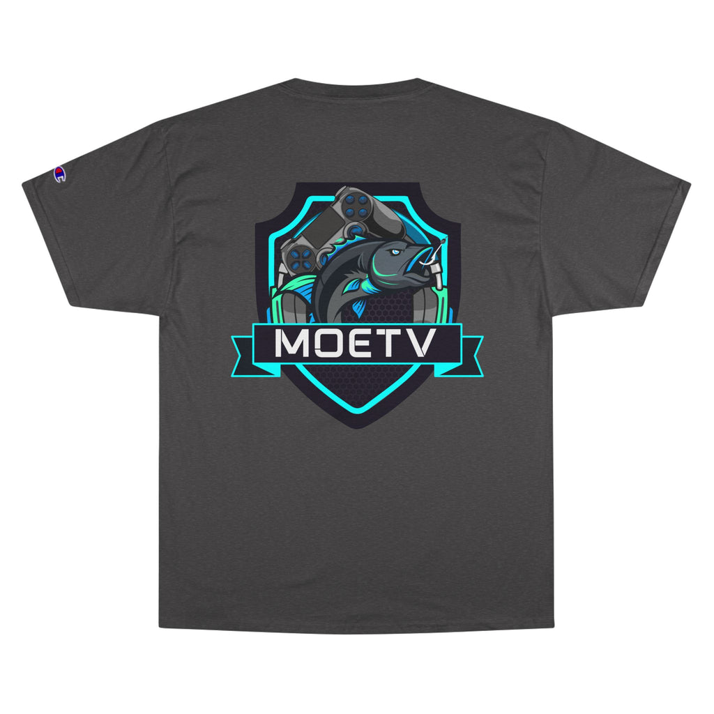 MOETV Champion T-Shirt — Gaming Logo Tee with Dolphin Crest