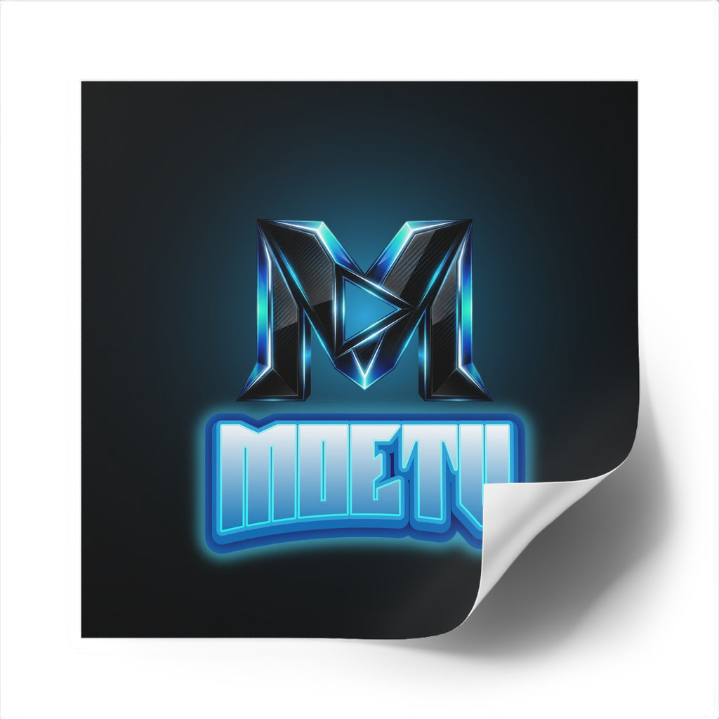 Neon M Logo Square Sticker — MOETU Gaming Decal (Indoor/Outdoor)