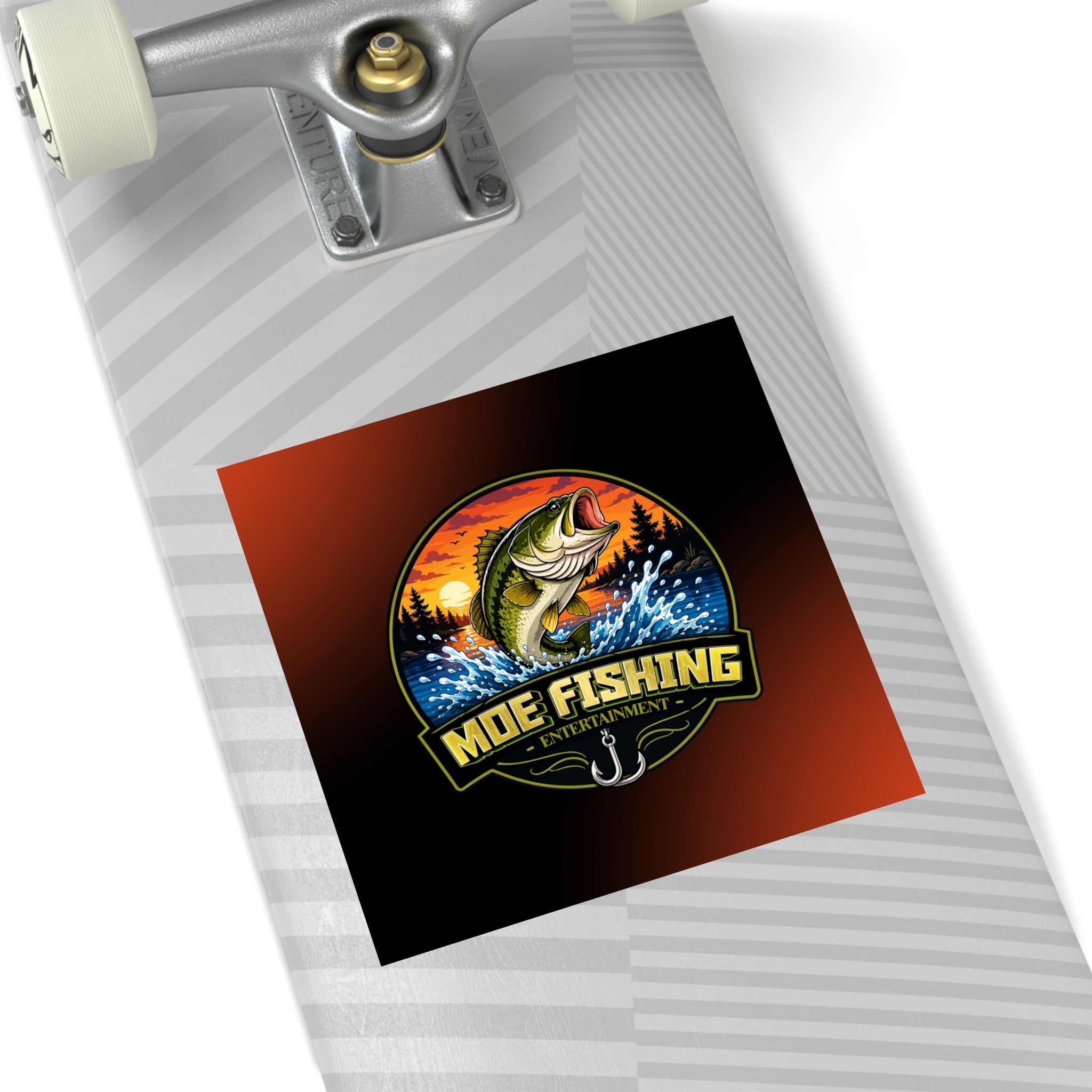 Square Fishing Sticker — MOE FISHING Bass Design (Indoor/Outdoor)