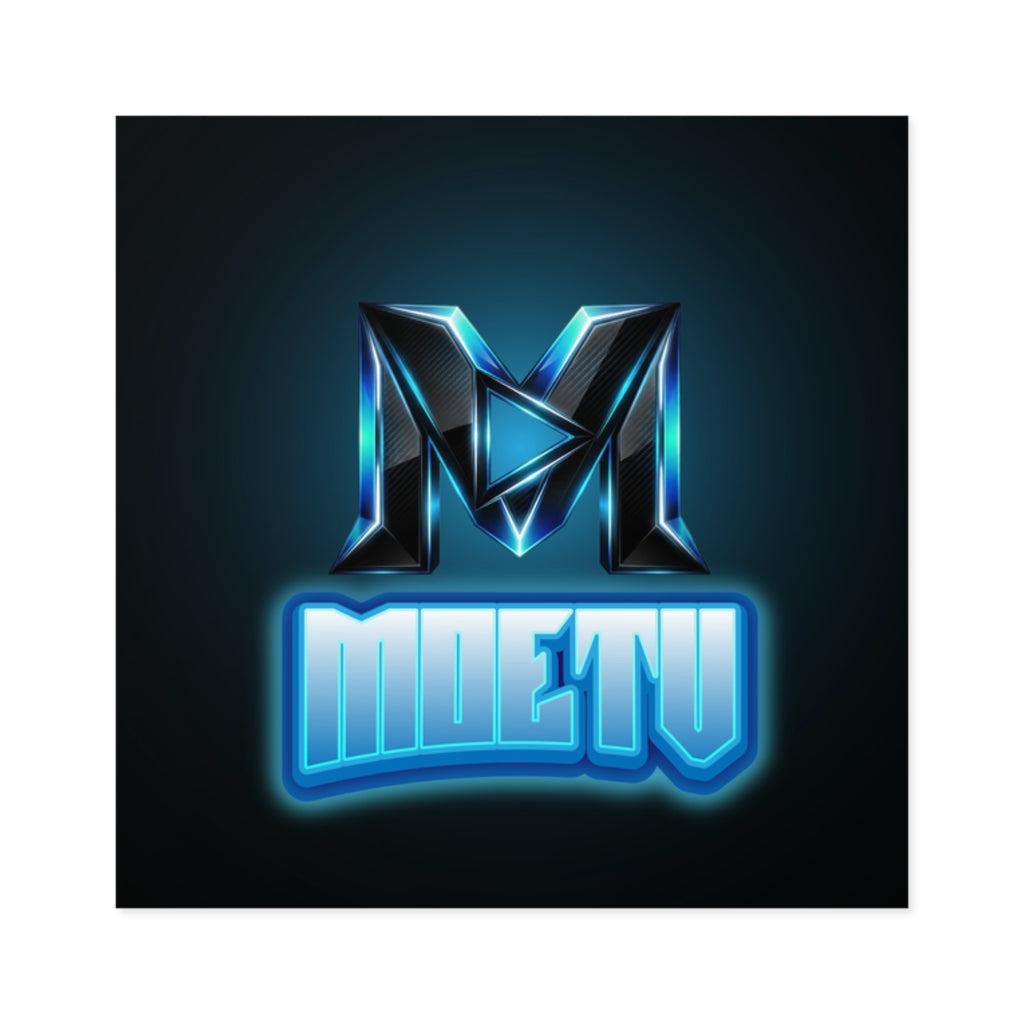 Neon M Logo Square Sticker — MOETU Gaming Decal (Indoor/Outdoor)