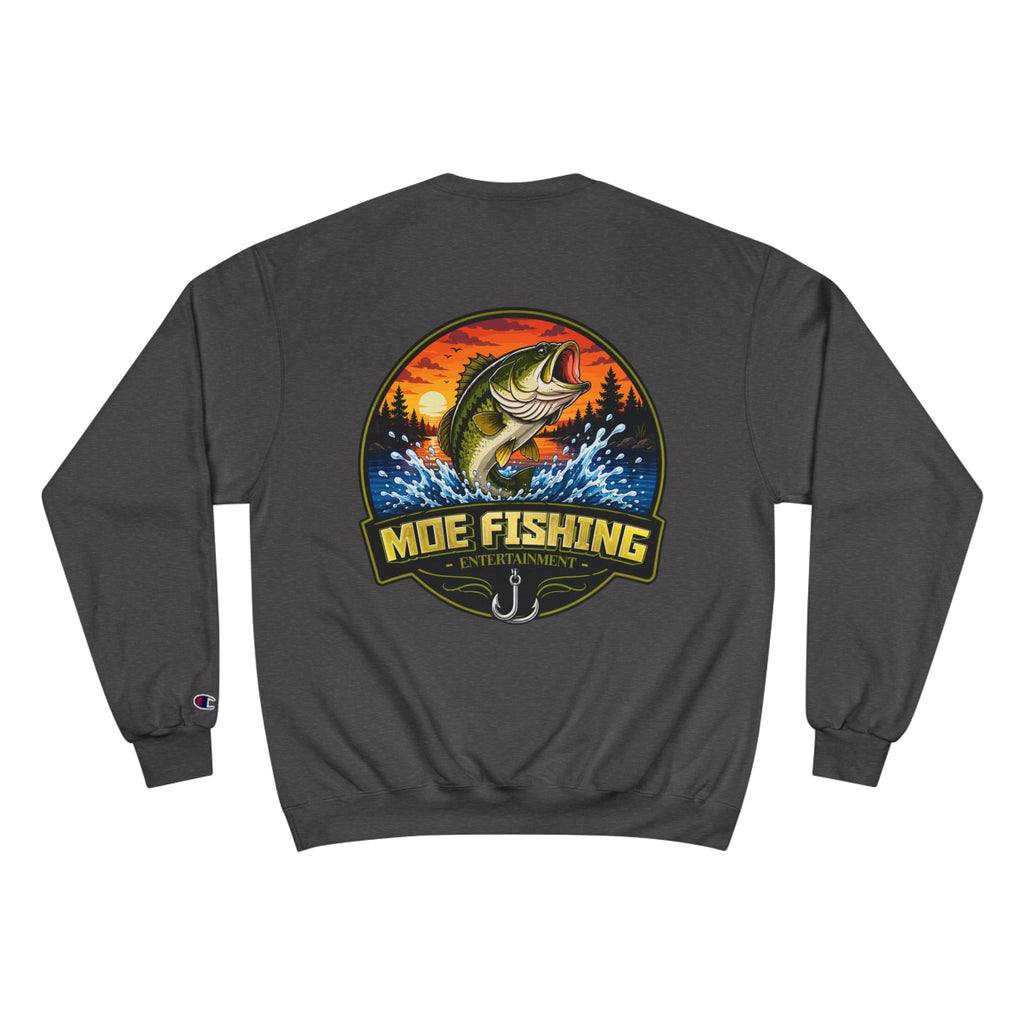 Fishing Sweatshirt — "Moe Fishing Entertainment" Bass Logo Crewneck