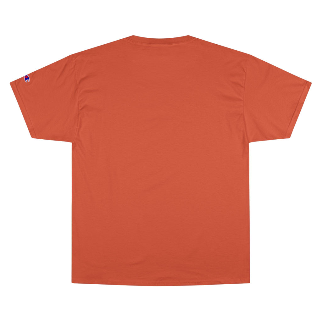 Champion T-Shirt — Blue Metallic 'M' Logo Streetwear Tee