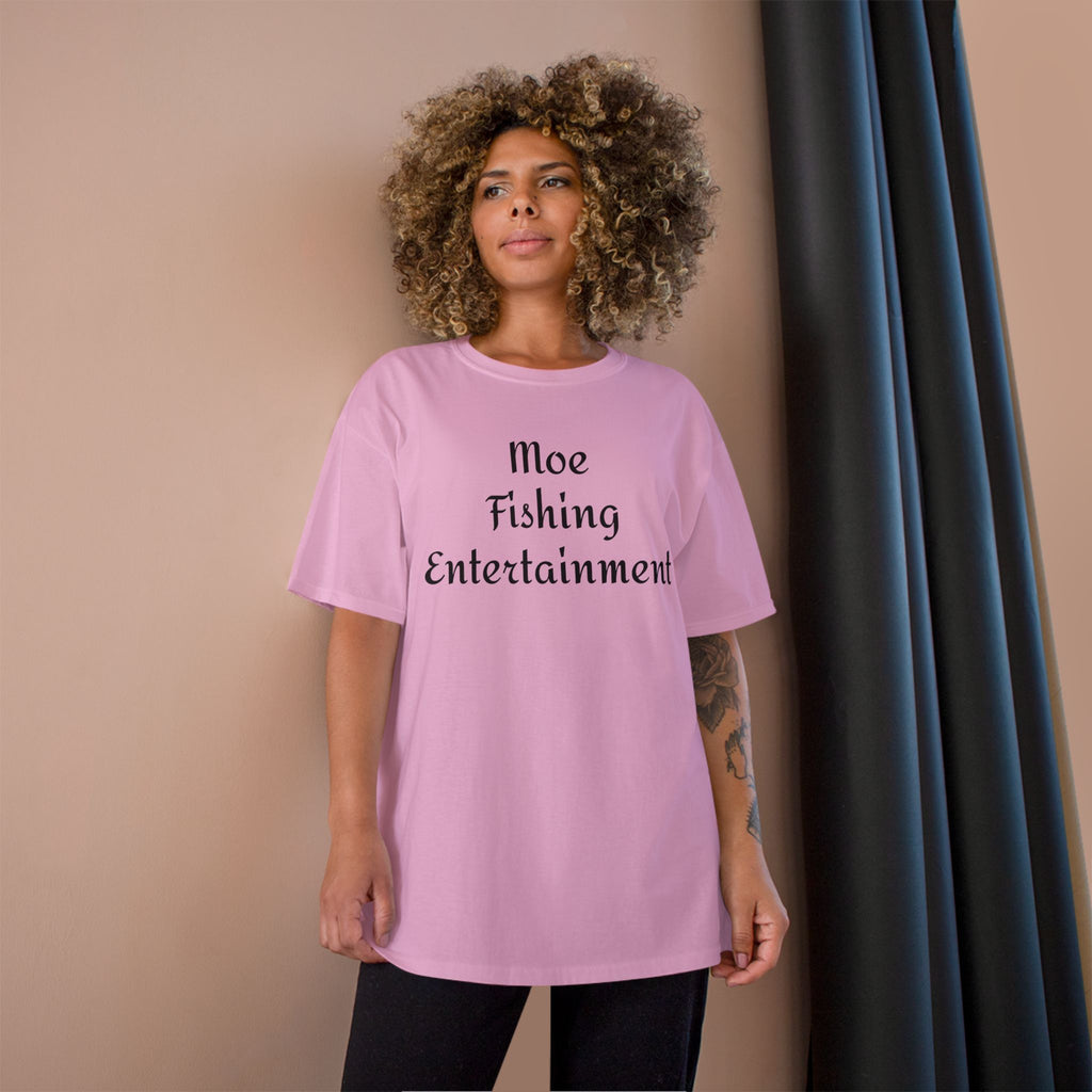 Champion T-Shirt — "Moe Fishing Entertainment" Script Logo Tee