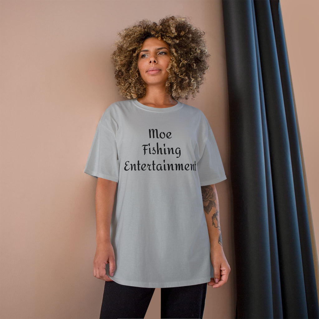 Champion T-Shirt — "Moe Fishing Entertainment" Script Logo Tee