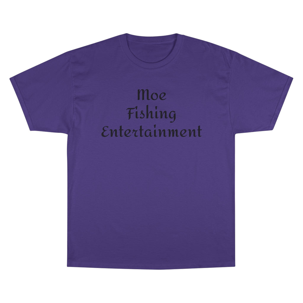 Champion T-Shirt — "Moe Fishing Entertainment" Script Logo Tee