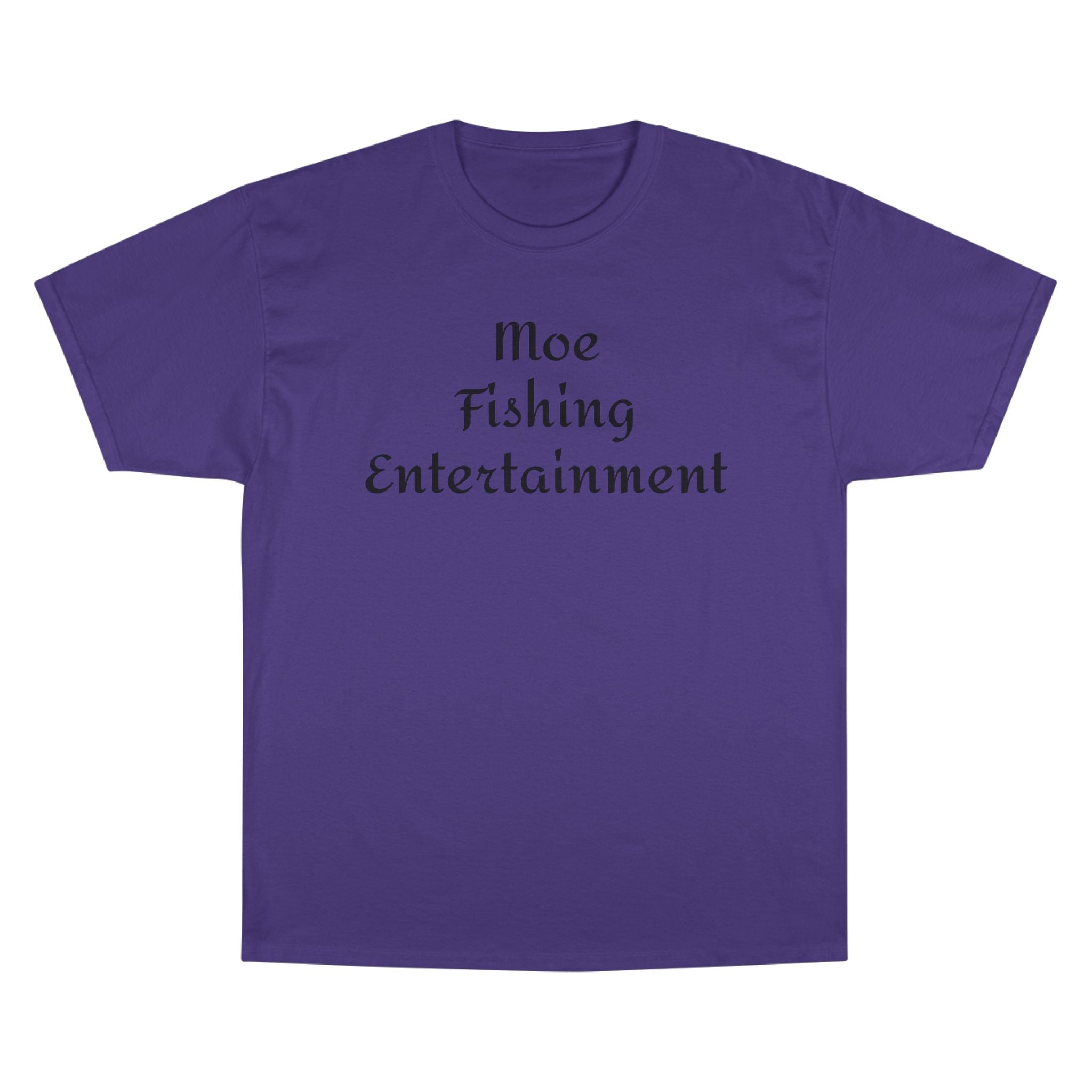 Champion T-Shirt — "Moe Fishing Entertainment" Script Logo Tee