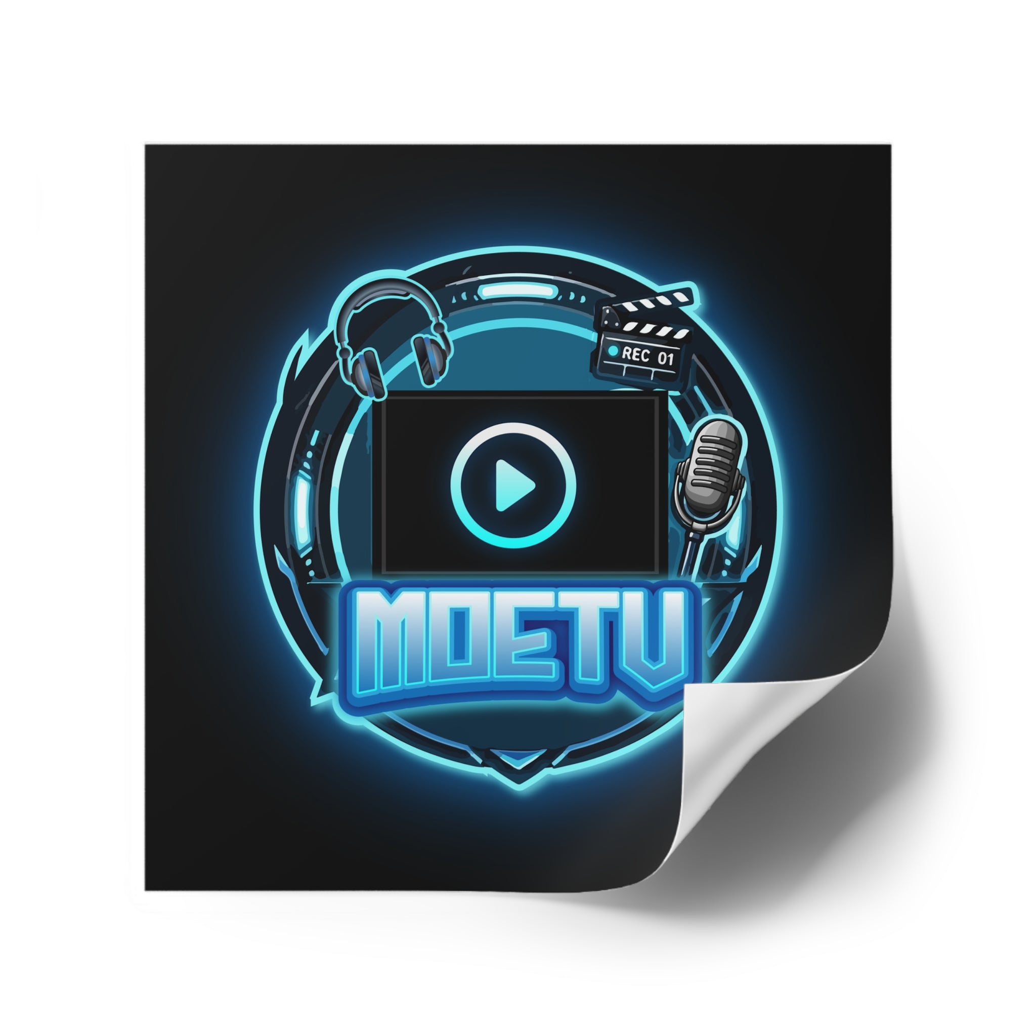 Square Sticker — MOETV Neon Streaming Logo