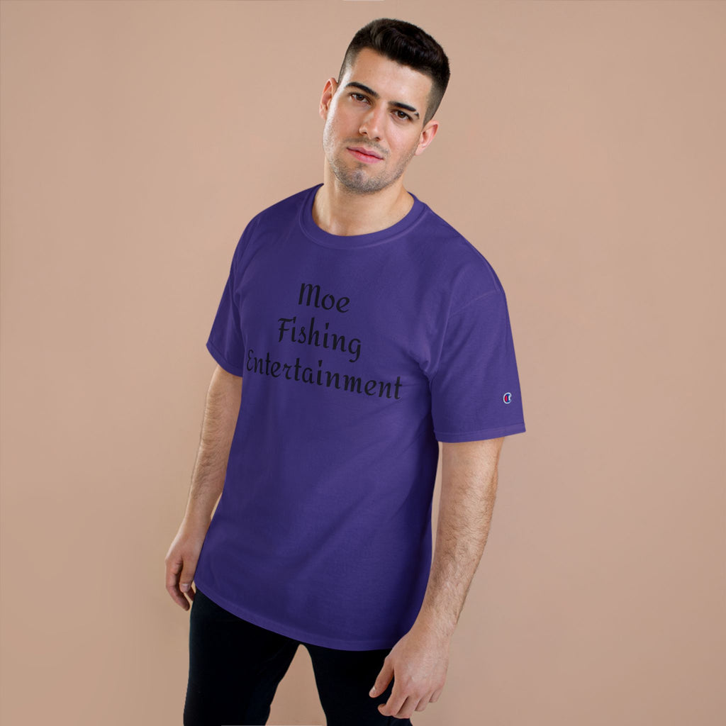 Champion T-Shirt — "Moe Fishing Entertainment" Script Logo Tee
