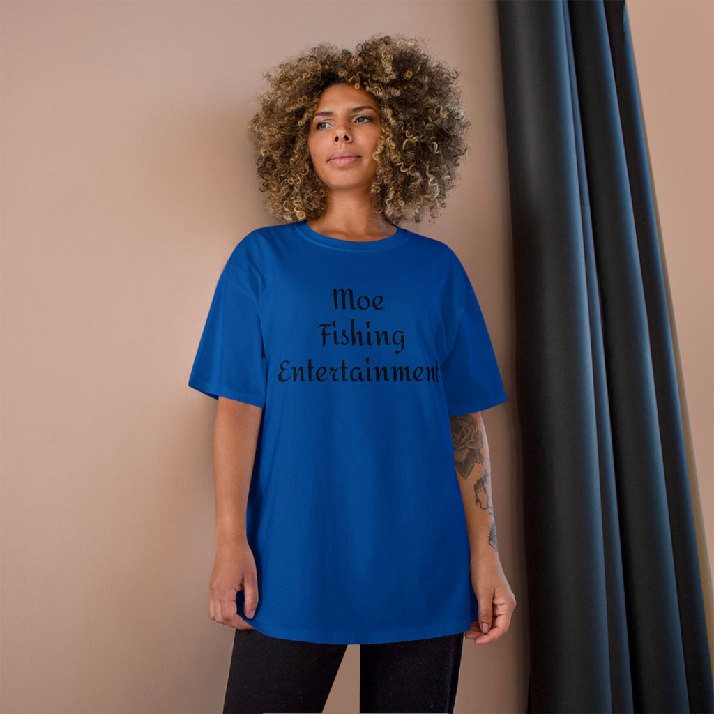 Champion T-Shirt — "Moe Fishing Entertainment" Script Logo Tee