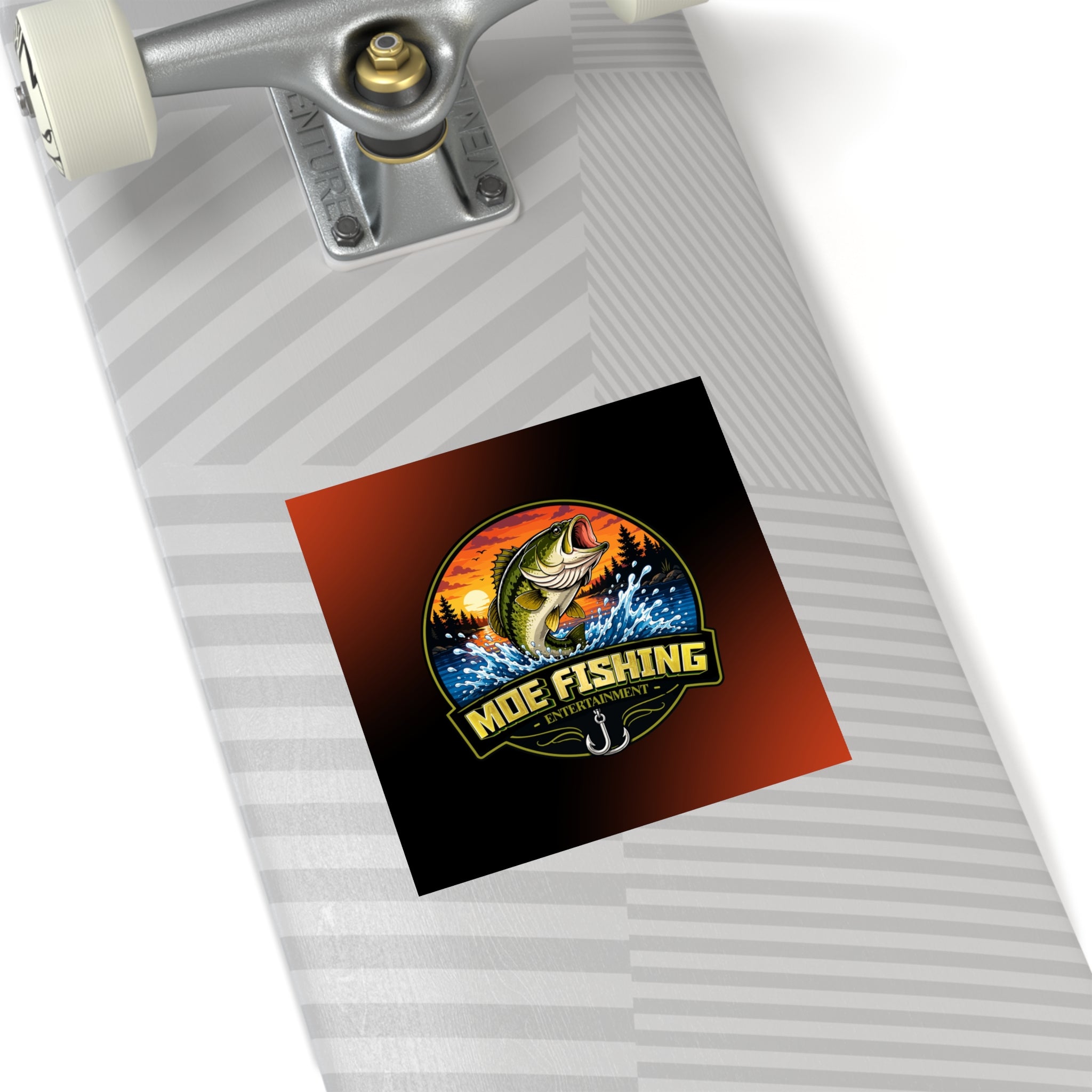 Square Fishing Sticker — MOE FISHING Bass Design (Indoor/Outdoor)