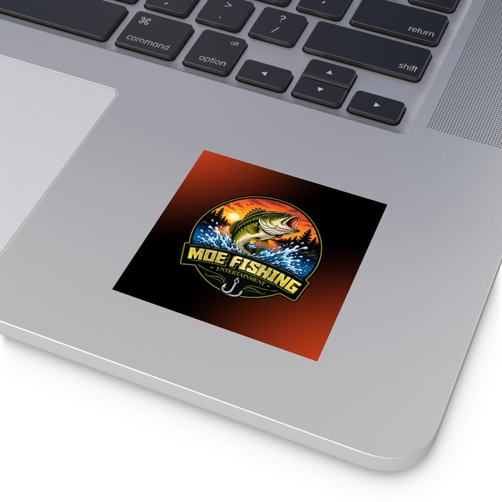 Square Fishing Sticker — MOE FISHING Bass Design (Indoor/Outdoor)