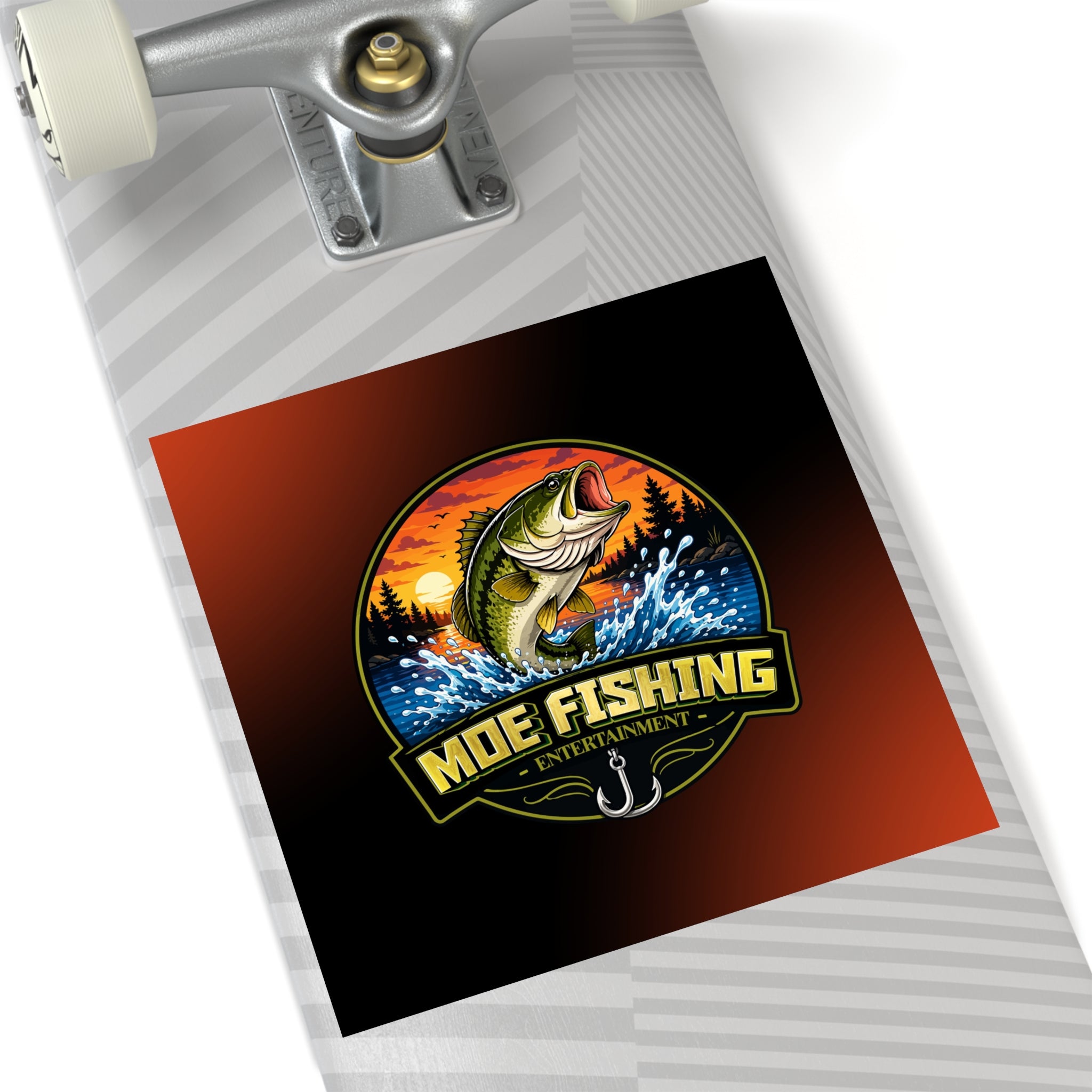 Square Fishing Sticker — MOE FISHING Bass Design (Indoor/Outdoor)
