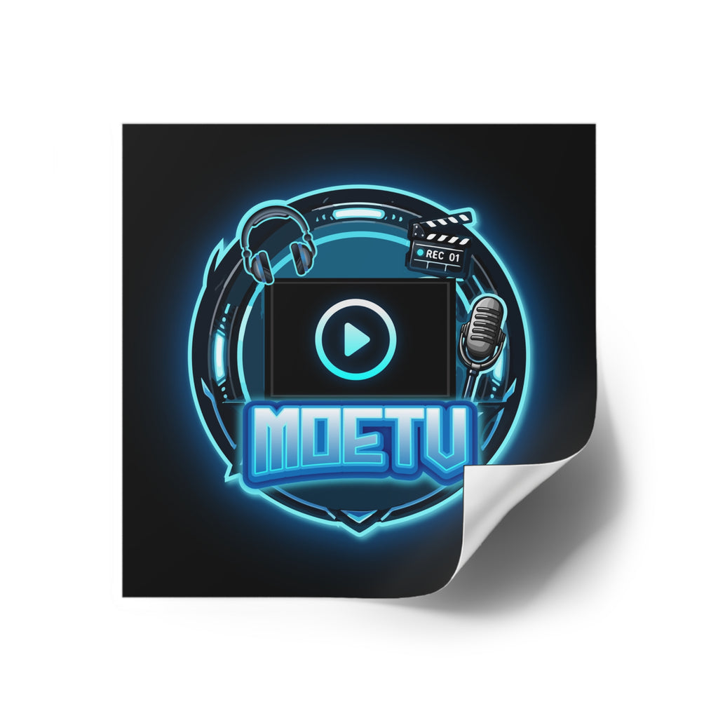 Square Sticker — MOETV Neon Streaming Logo