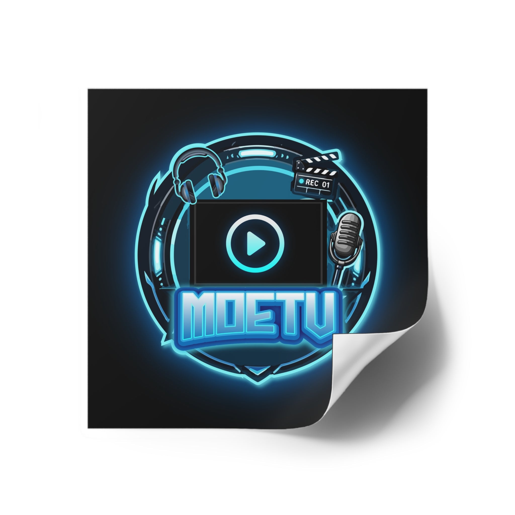 Square Sticker — MOETV Neon Streaming Logo