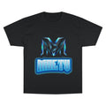 Champion T-Shirt — Blue Metallic 'M' Logo Streetwear Tee