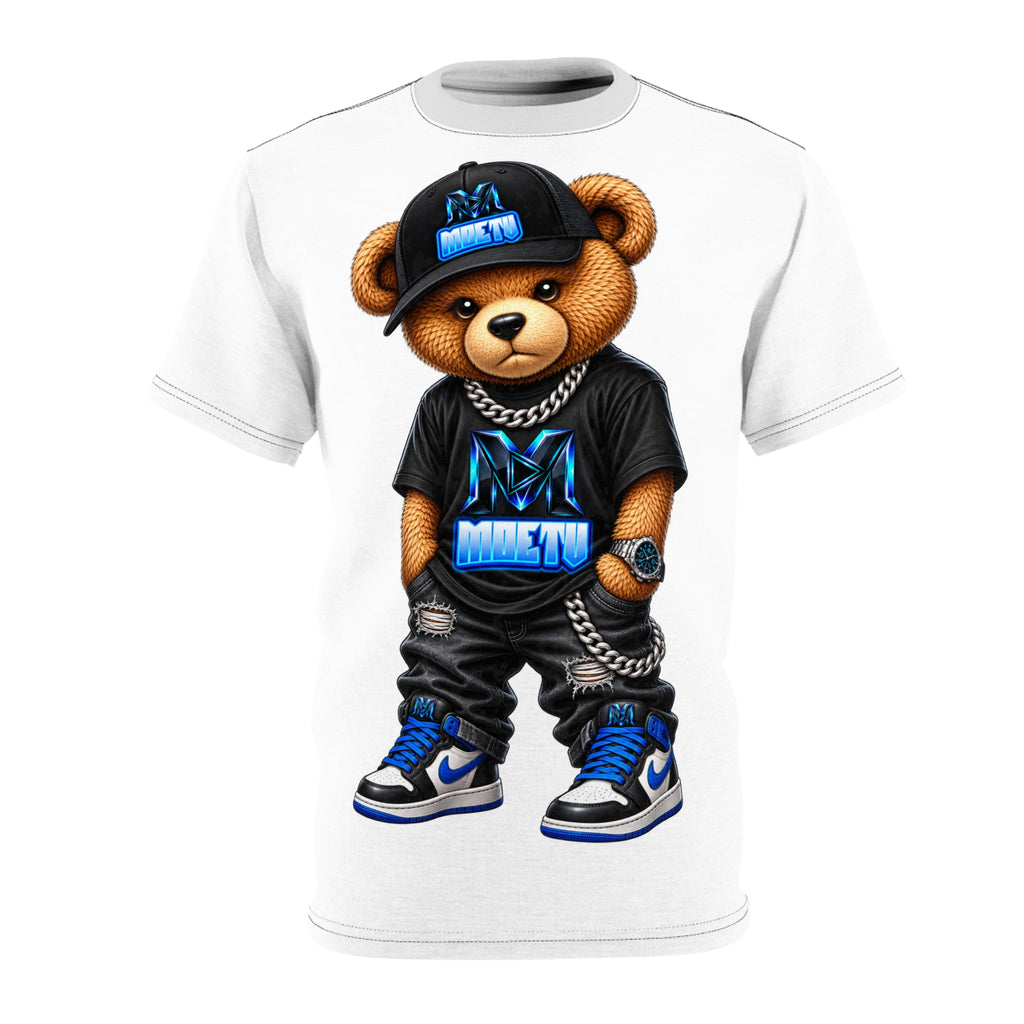 Streetwear Teddy Bear Tee — Blue Hip-Hop Bear Graphic T-Shirt