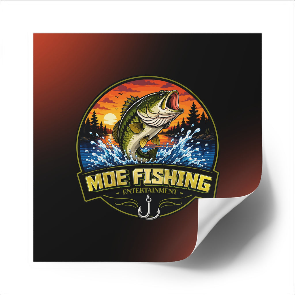 Square Fishing Sticker — MOE FISHING Bass Design (Indoor/Outdoor)
