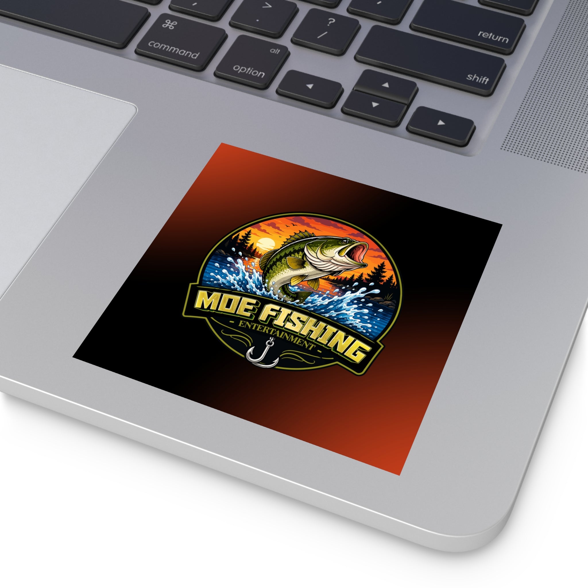 Square Fishing Sticker — MOE FISHING Bass Design (Indoor/Outdoor)