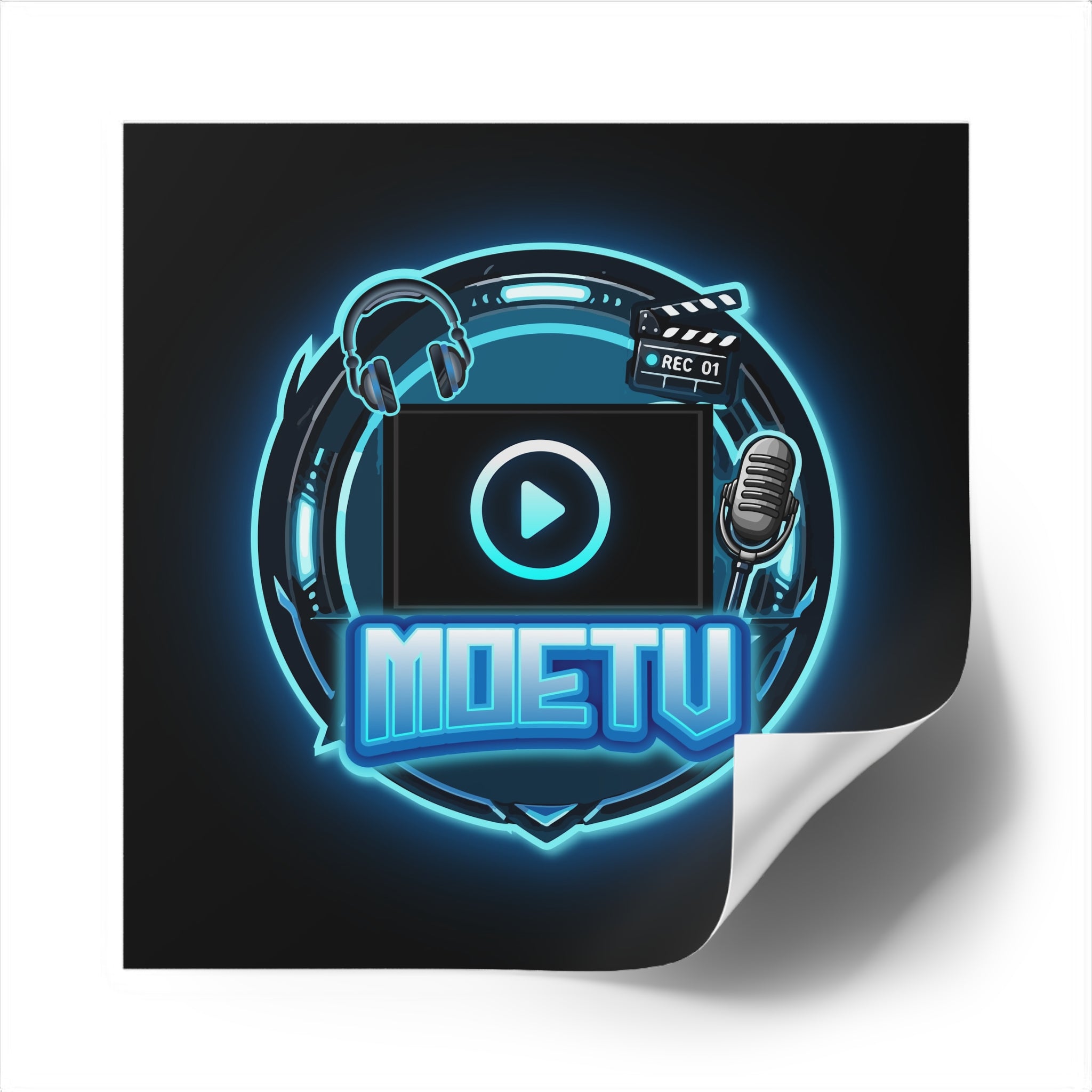 Square Sticker — MOETV Neon Streaming Logo