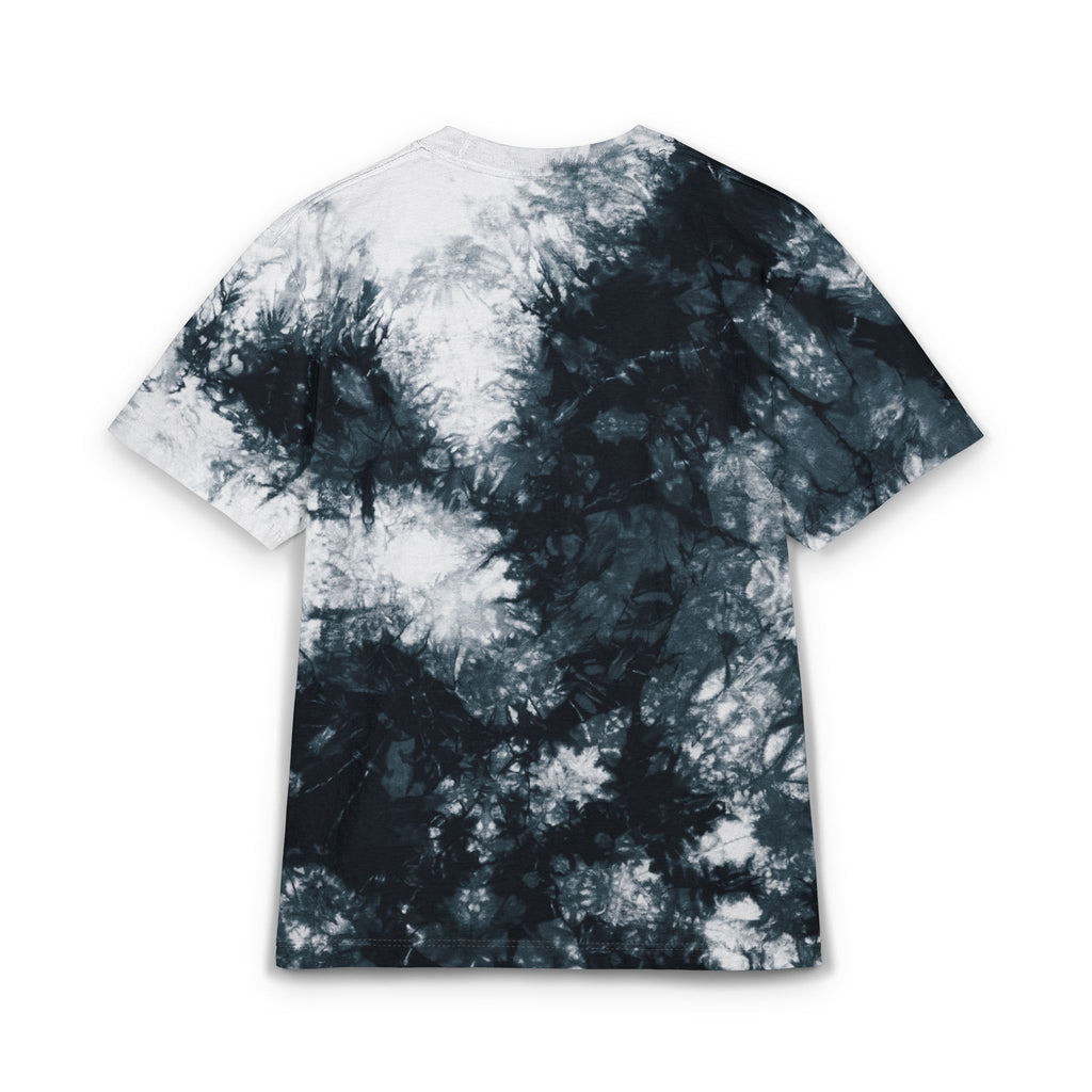 Embroidered 'M' Tie-Dye Oversized T-Shirt — Black & White Grunge Tee