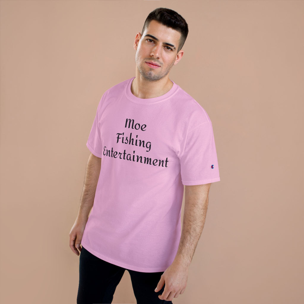 Champion T-Shirt — "Moe Fishing Entertainment" Script Logo Tee