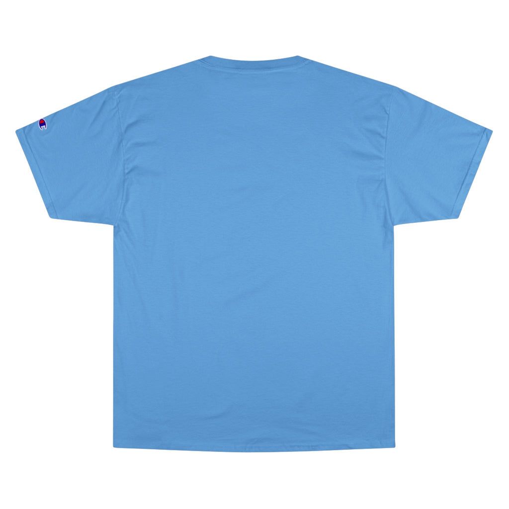 Champion T-Shirt — Blue Metallic 'M' Logo Streetwear Tee