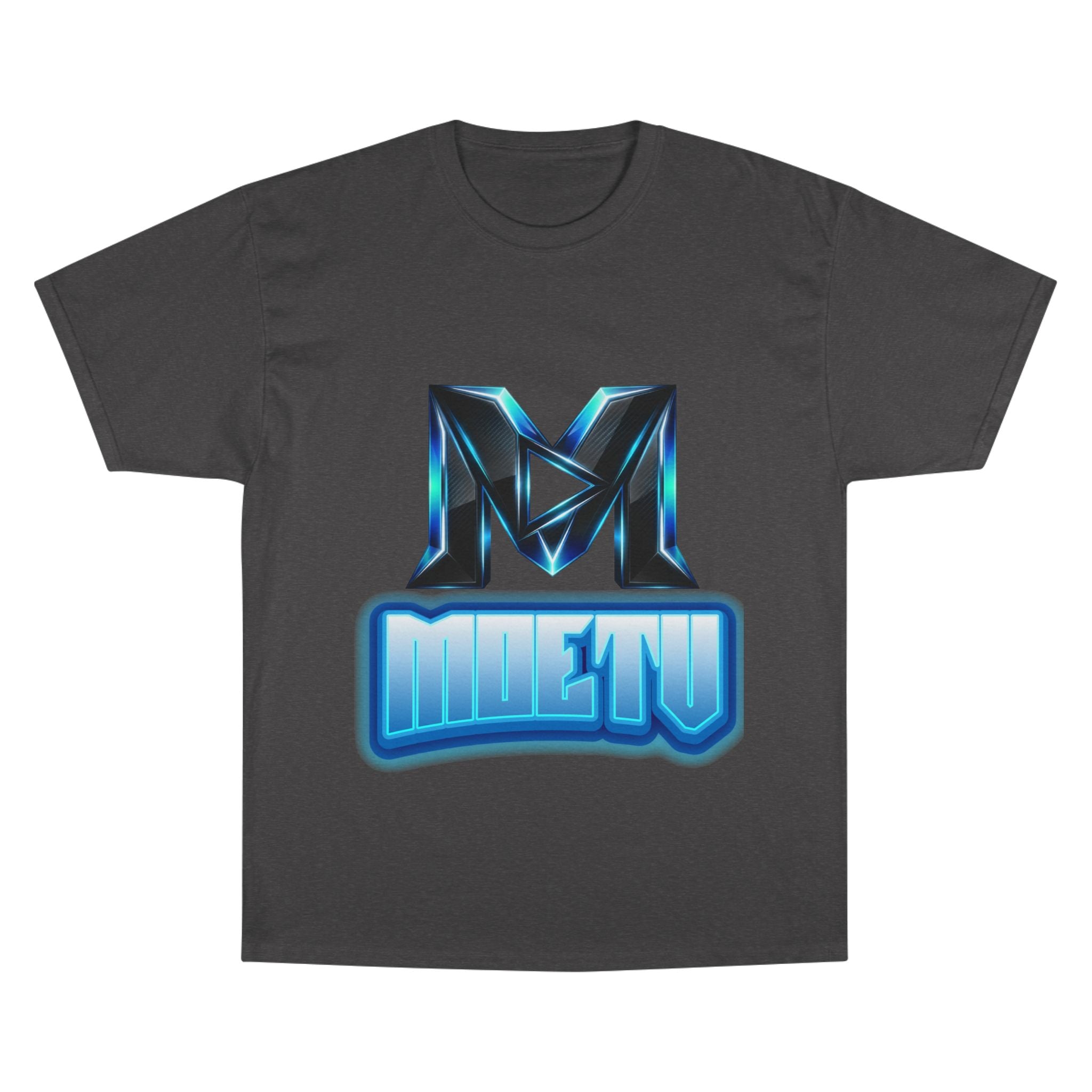 Champion T-Shirt — Blue Metallic 'M' Logo Streetwear Tee