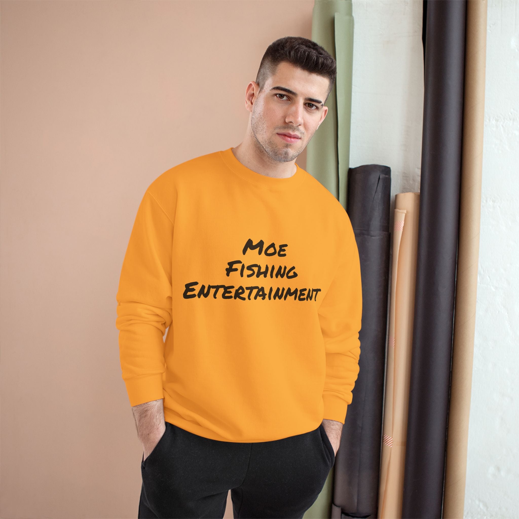 Fishing Sweatshirt — "Moe Fishing Entertainment" Bass Logo Crewneck
