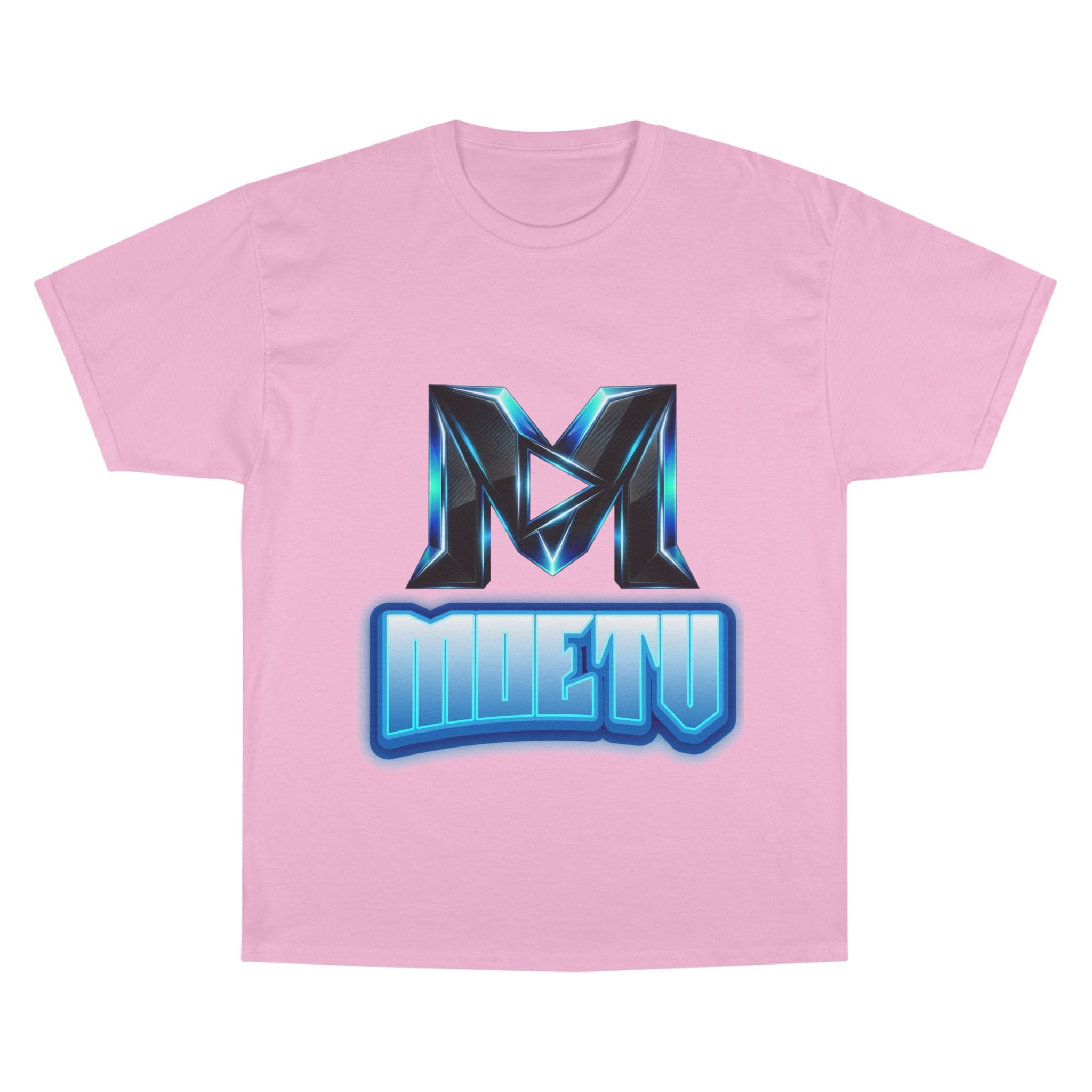 Champion T-Shirt — Blue Metallic 'M' Logo Streetwear Tee