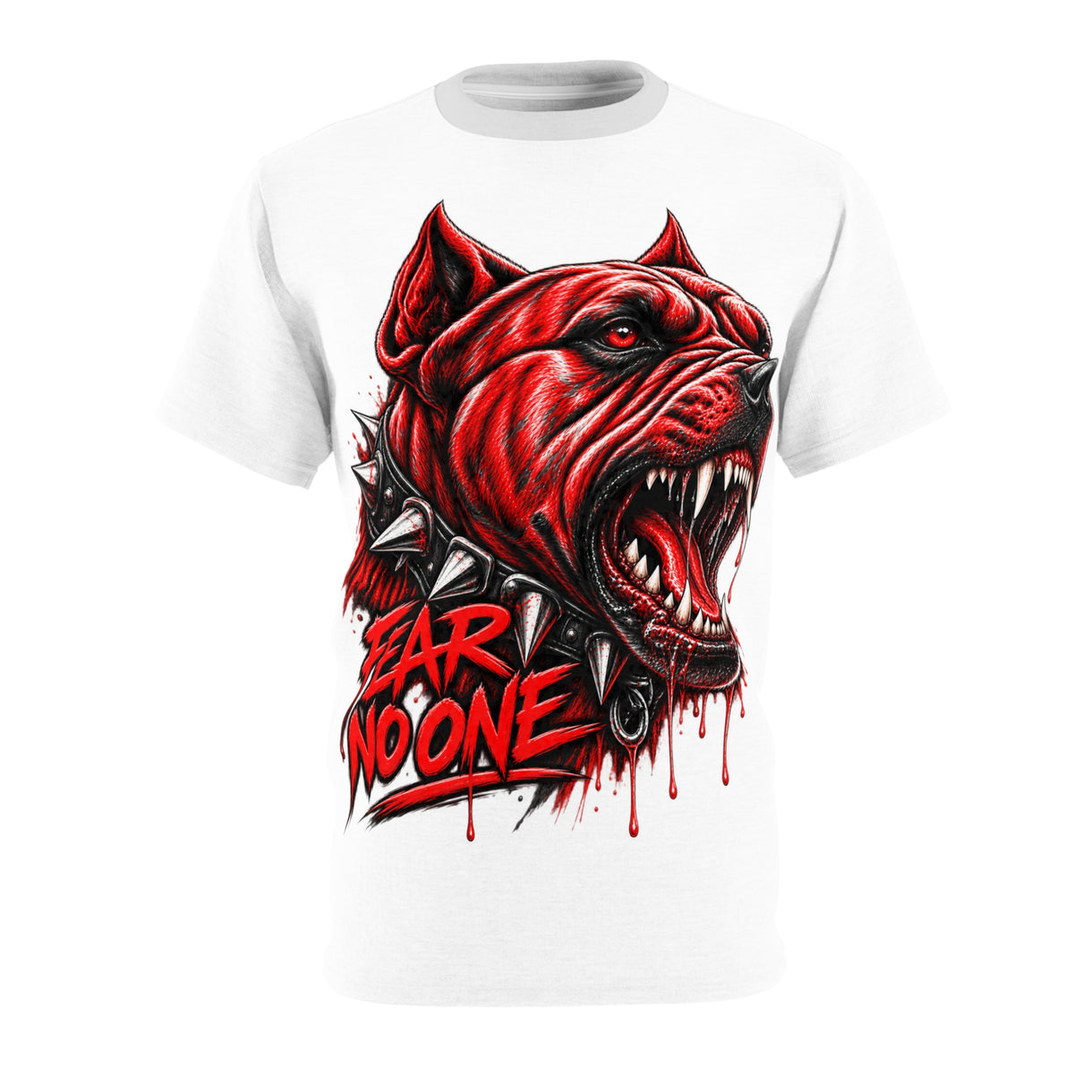 Fear No One Pitbull T-Shirt — Aggressive Red Dog Graphic Tee
