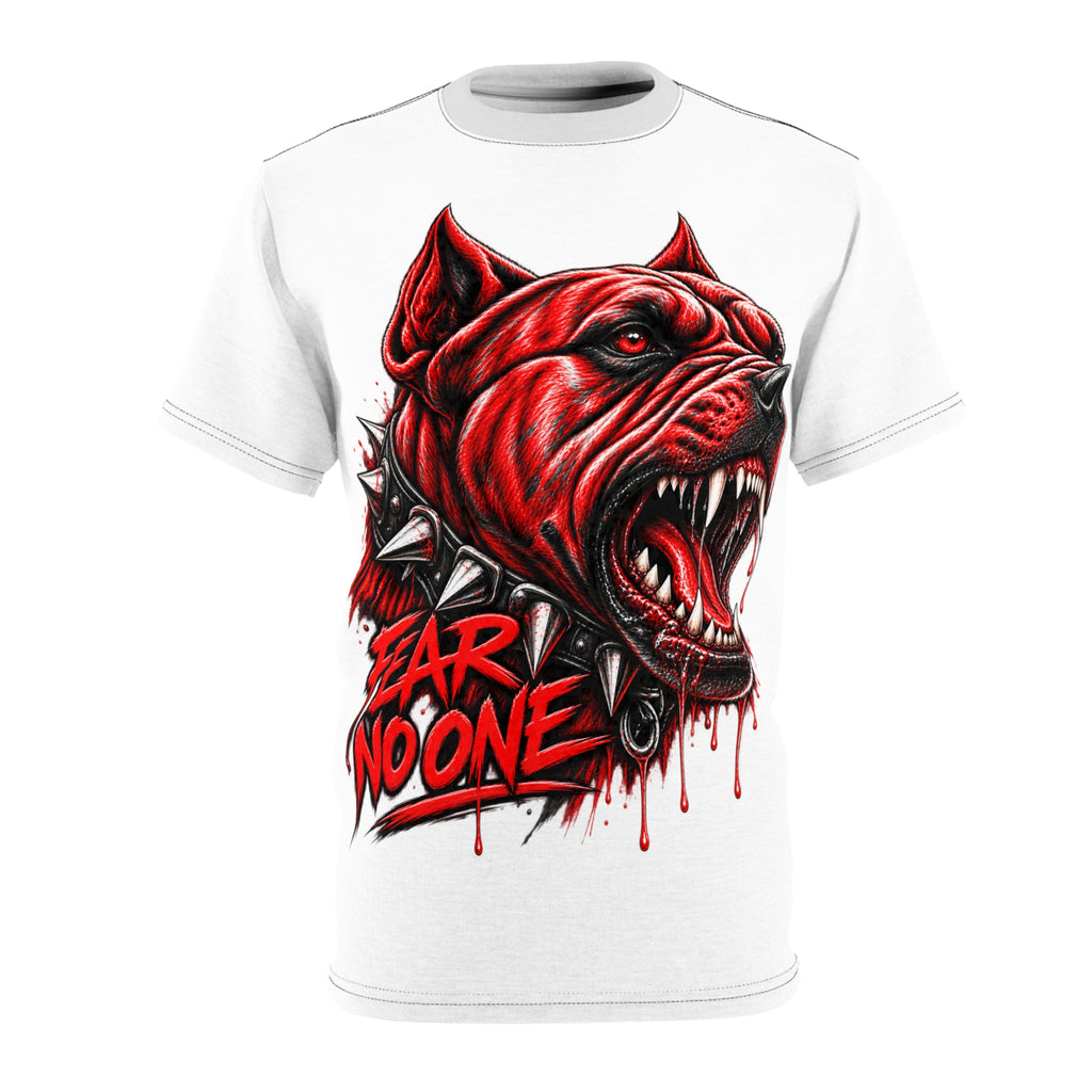 Fear No One Pitbull T-Shirt — Aggressive Red Dog Graphic Tee