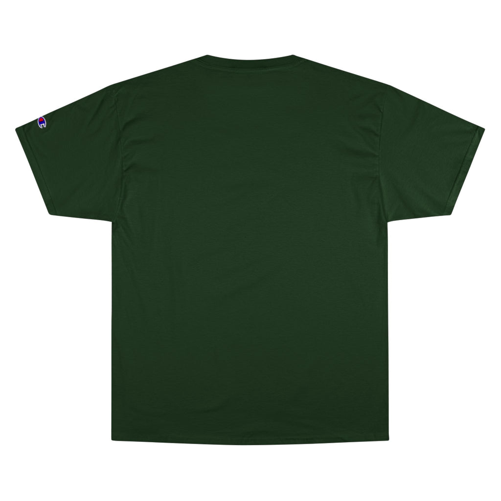 Champion T-Shirt — Blue Metallic 'M' Logo Streetwear Tee