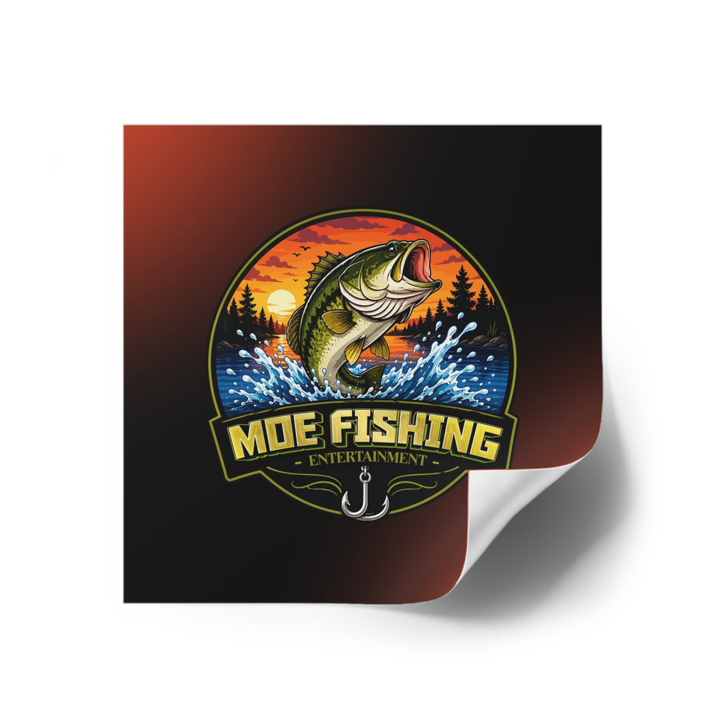 Square Fishing Sticker — MOE FISHING Bass Design (Indoor/Outdoor)
