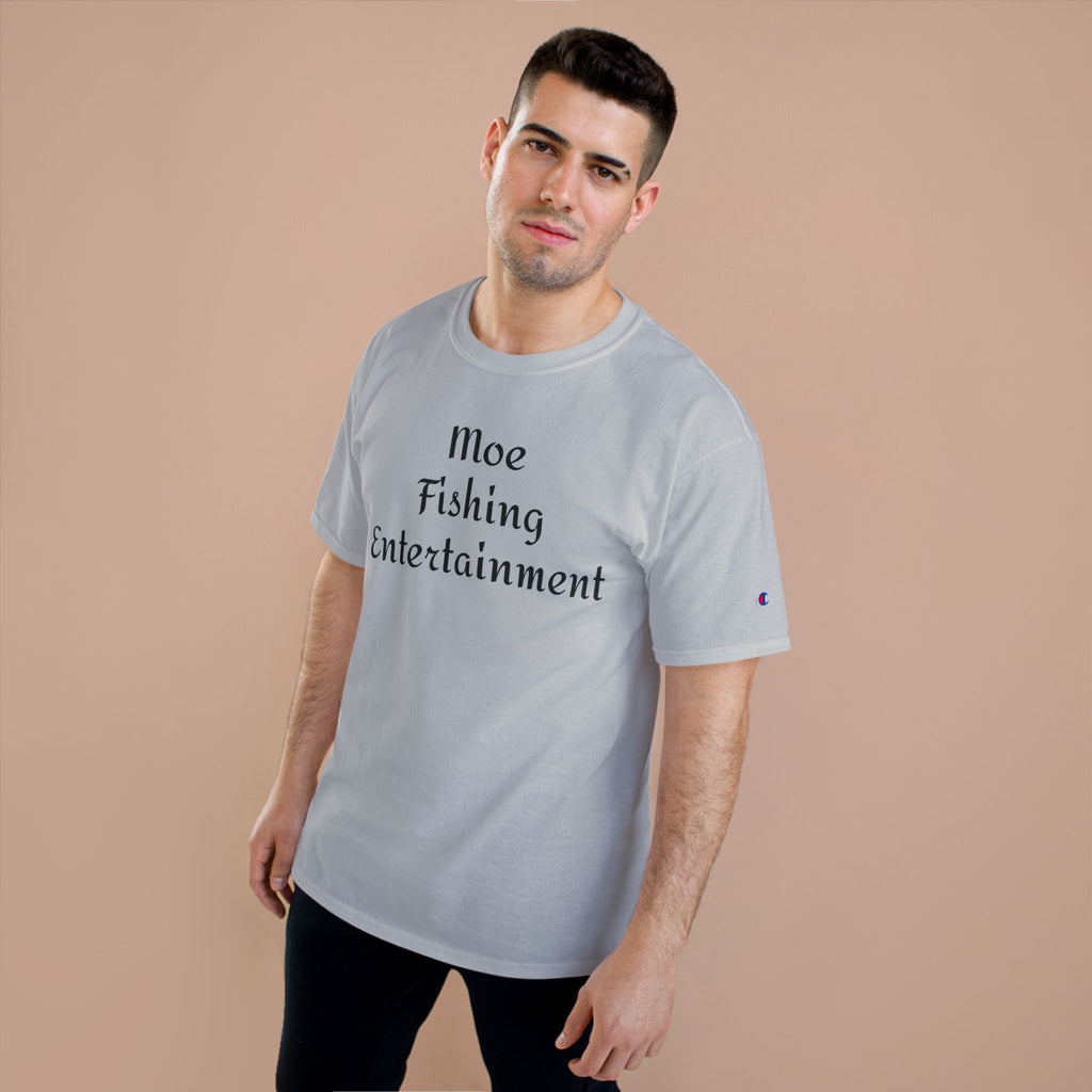 Champion T-Shirt — "Moe Fishing Entertainment" Script Logo Tee