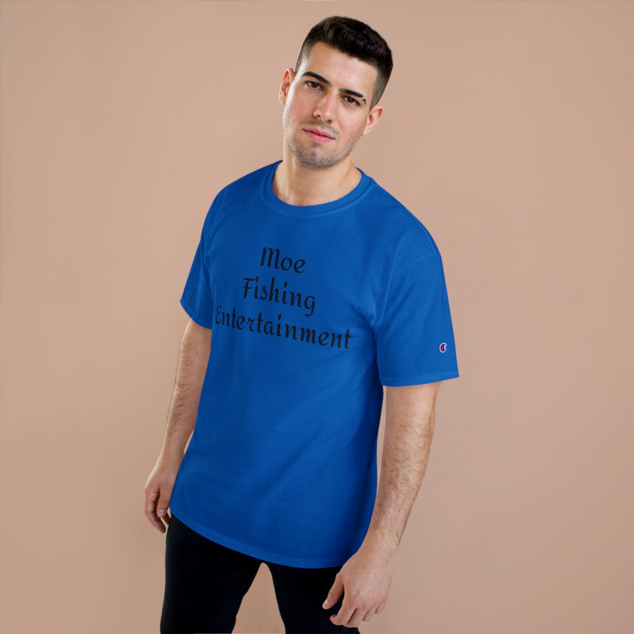 Champion T-Shirt — "Moe Fishing Entertainment" Script Logo Tee