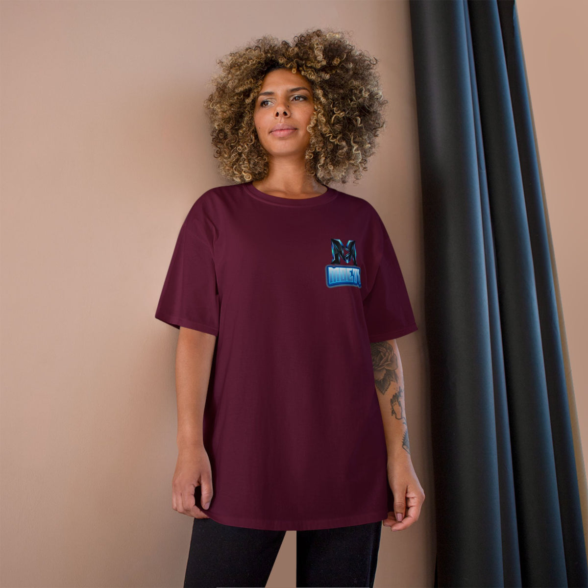 MOETV Champion T-Shirt — Gaming Logo Tee with Dolphin Crest