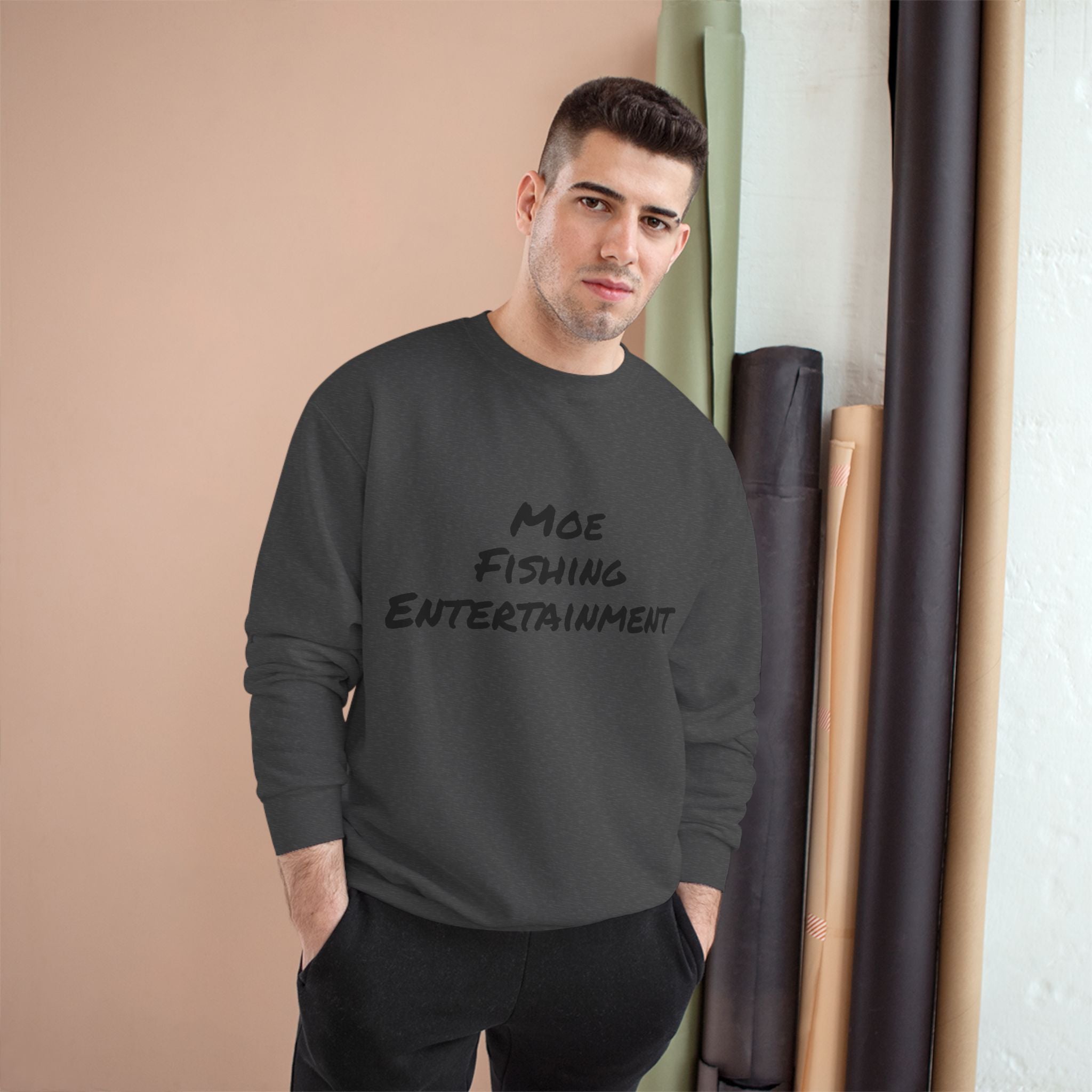 Fishing Sweatshirt — "Moe Fishing Entertainment" Bass Logo Crewneck