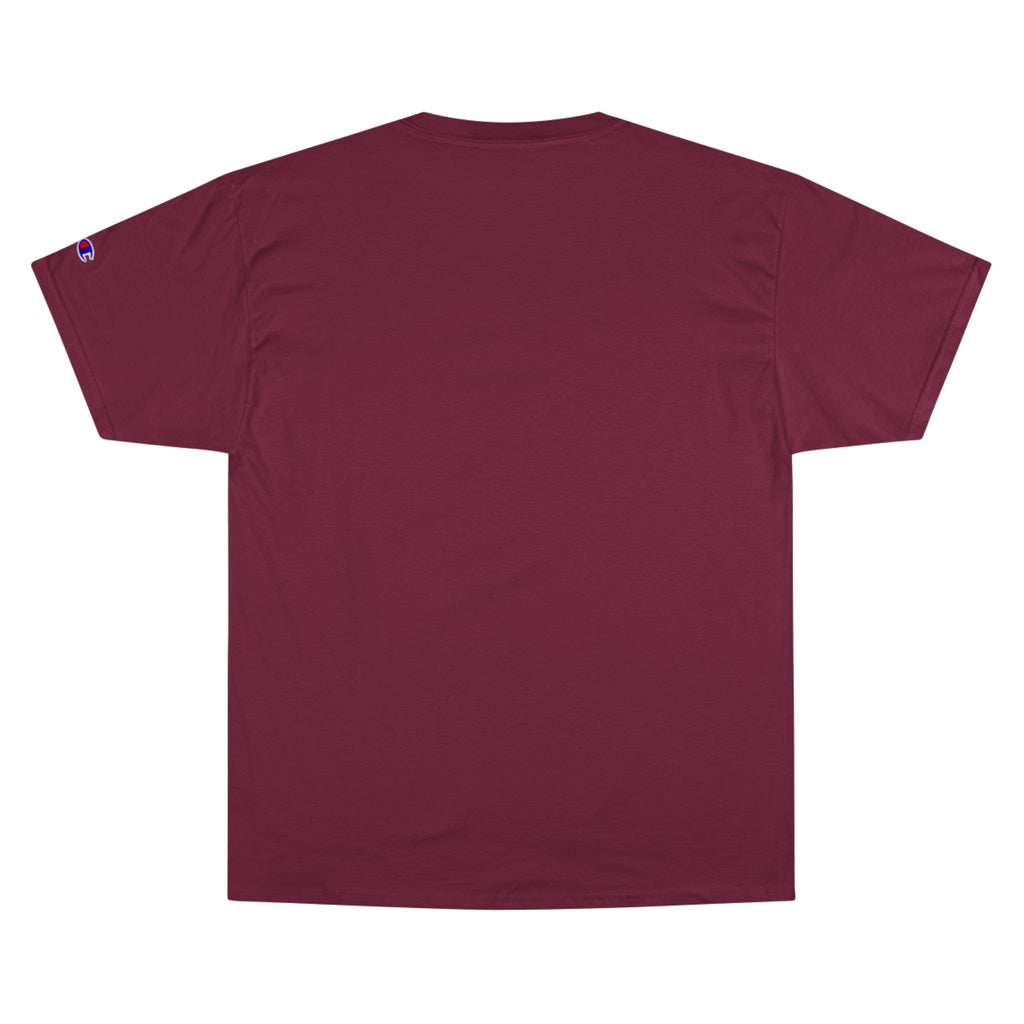 Champion T-Shirt — Blue Metallic 'M' Logo Streetwear Tee