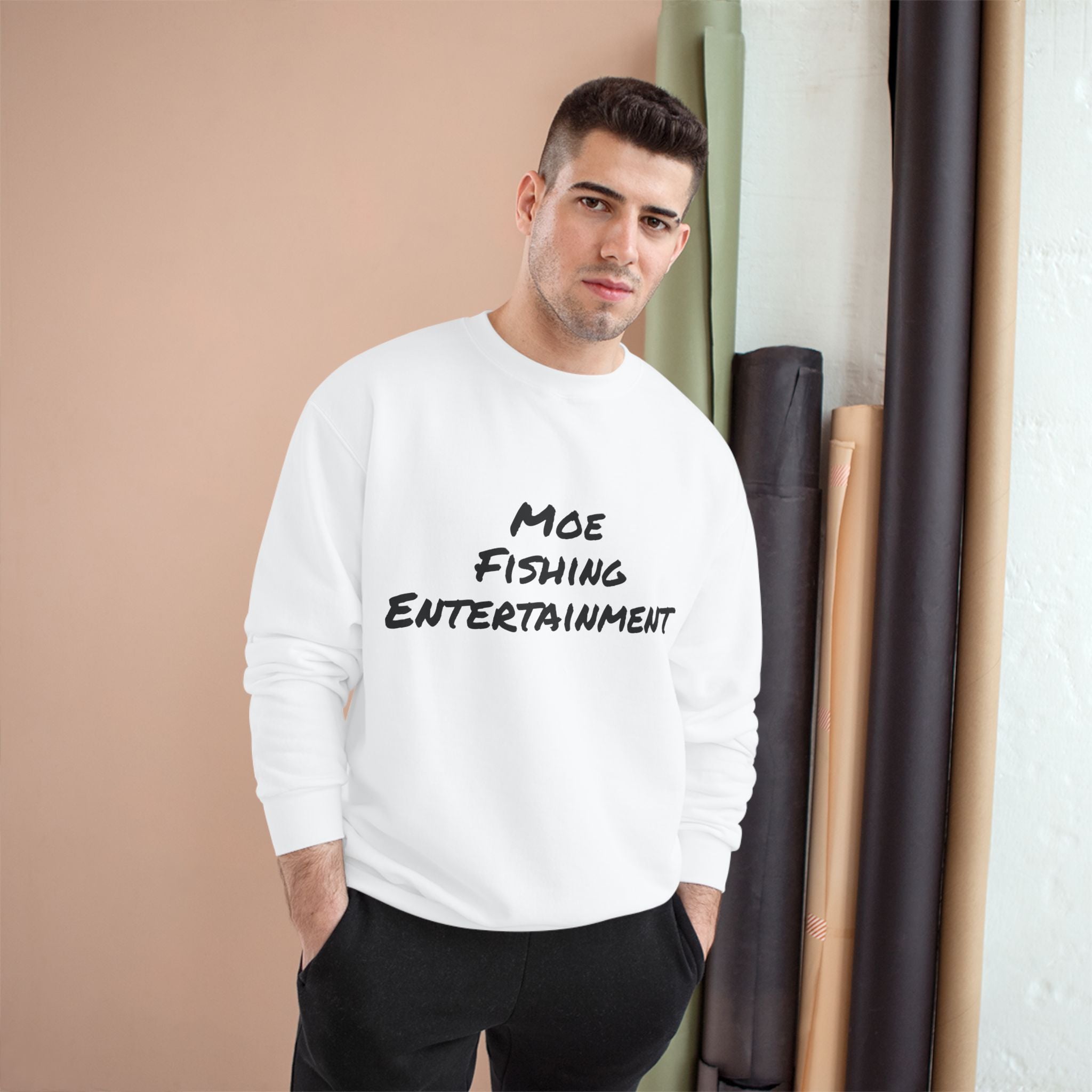 Fishing Sweatshirt — "Moe Fishing Entertainment" Bass Logo Crewneck