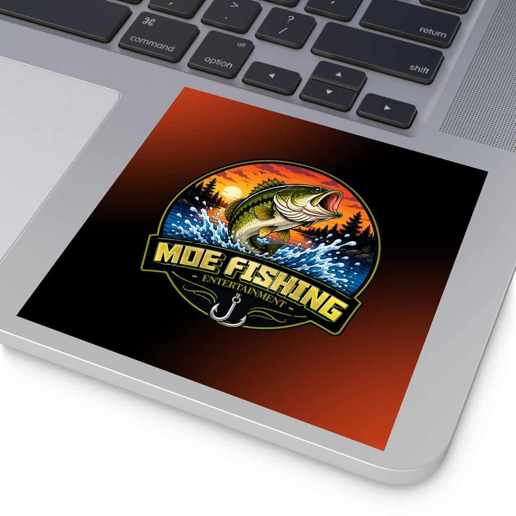 Square Fishing Sticker — MOE FISHING Bass Design (Indoor/Outdoor)