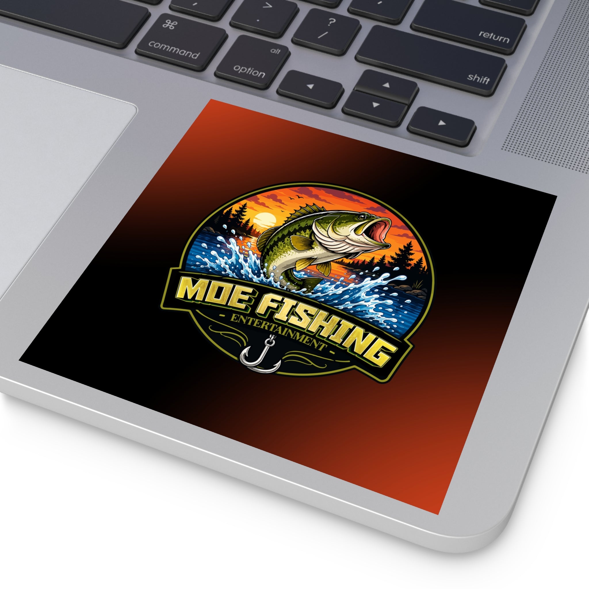 Square Fishing Sticker — MOE FISHING Bass Design (Indoor/Outdoor)