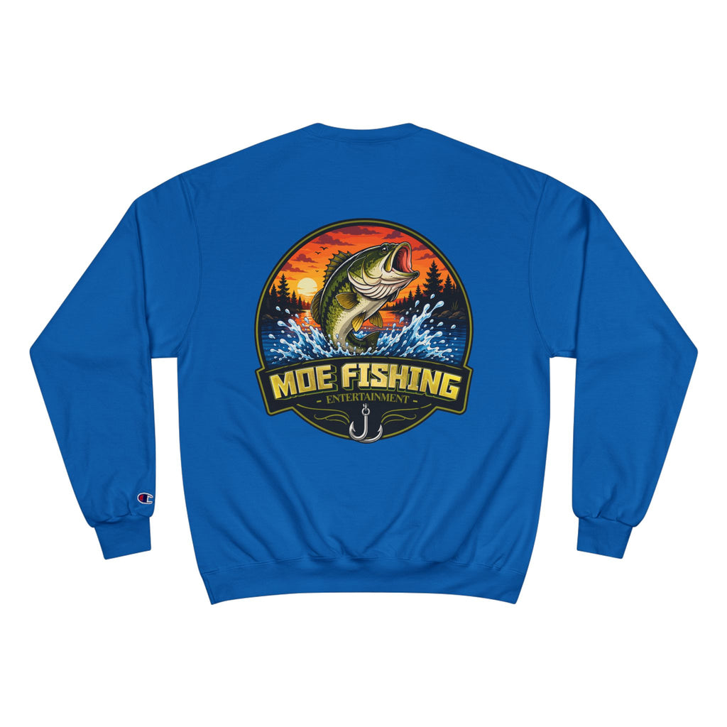 Fishing Sweatshirt — "Moe Fishing Entertainment" Bass Logo Crewneck