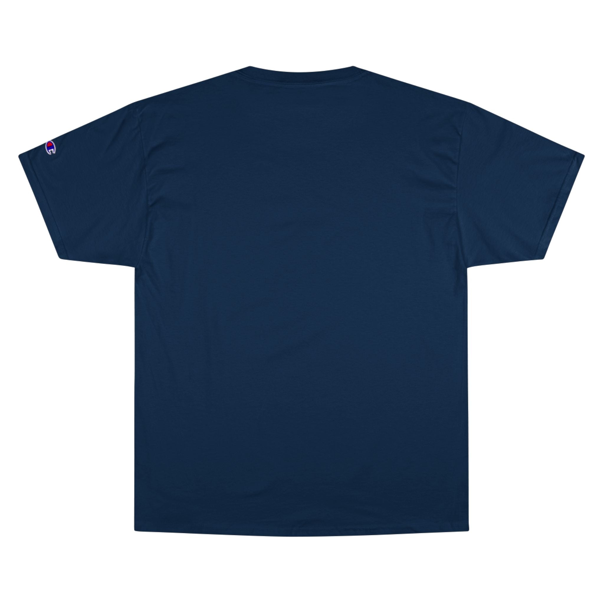 Champion T-Shirt — Blue Metallic 'M' Logo Streetwear Tee