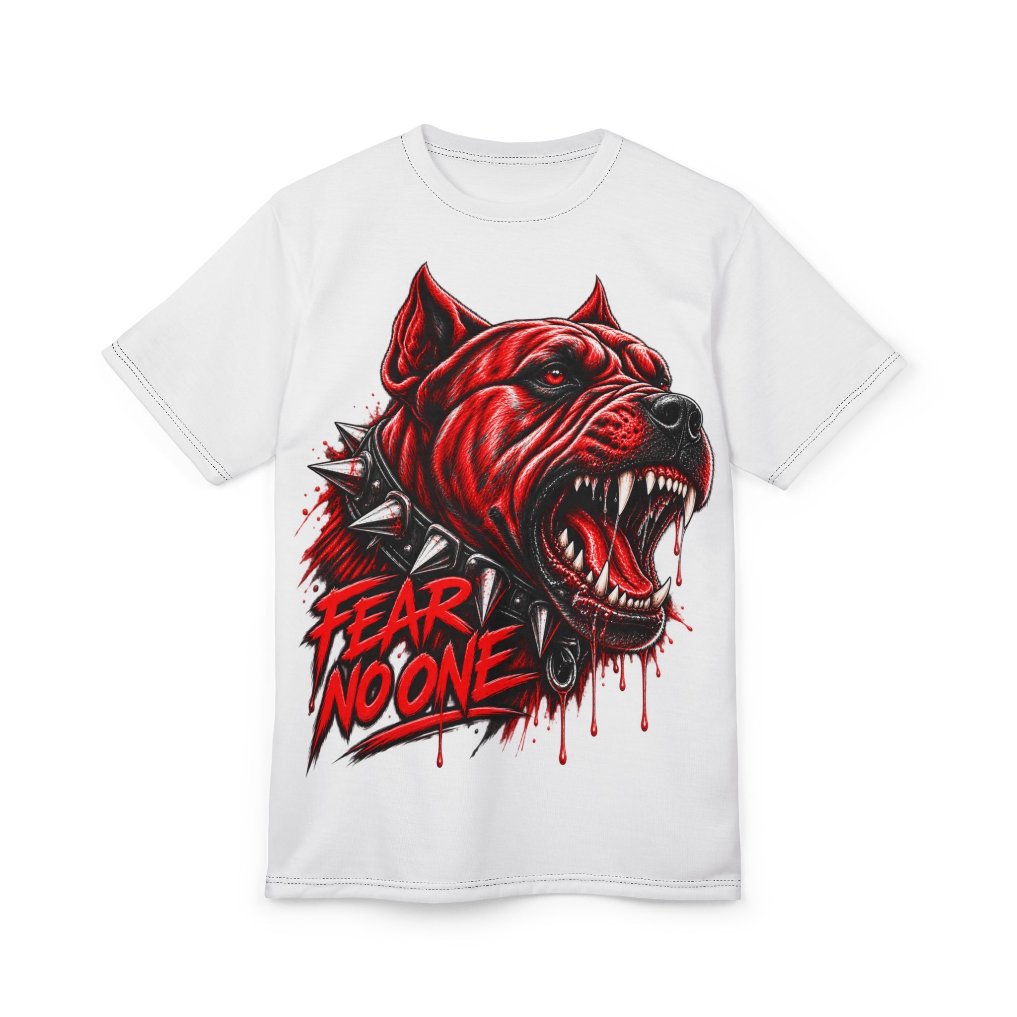 Fear No One Pitbull T-Shirt — Aggressive Red Dog Graphic Tee