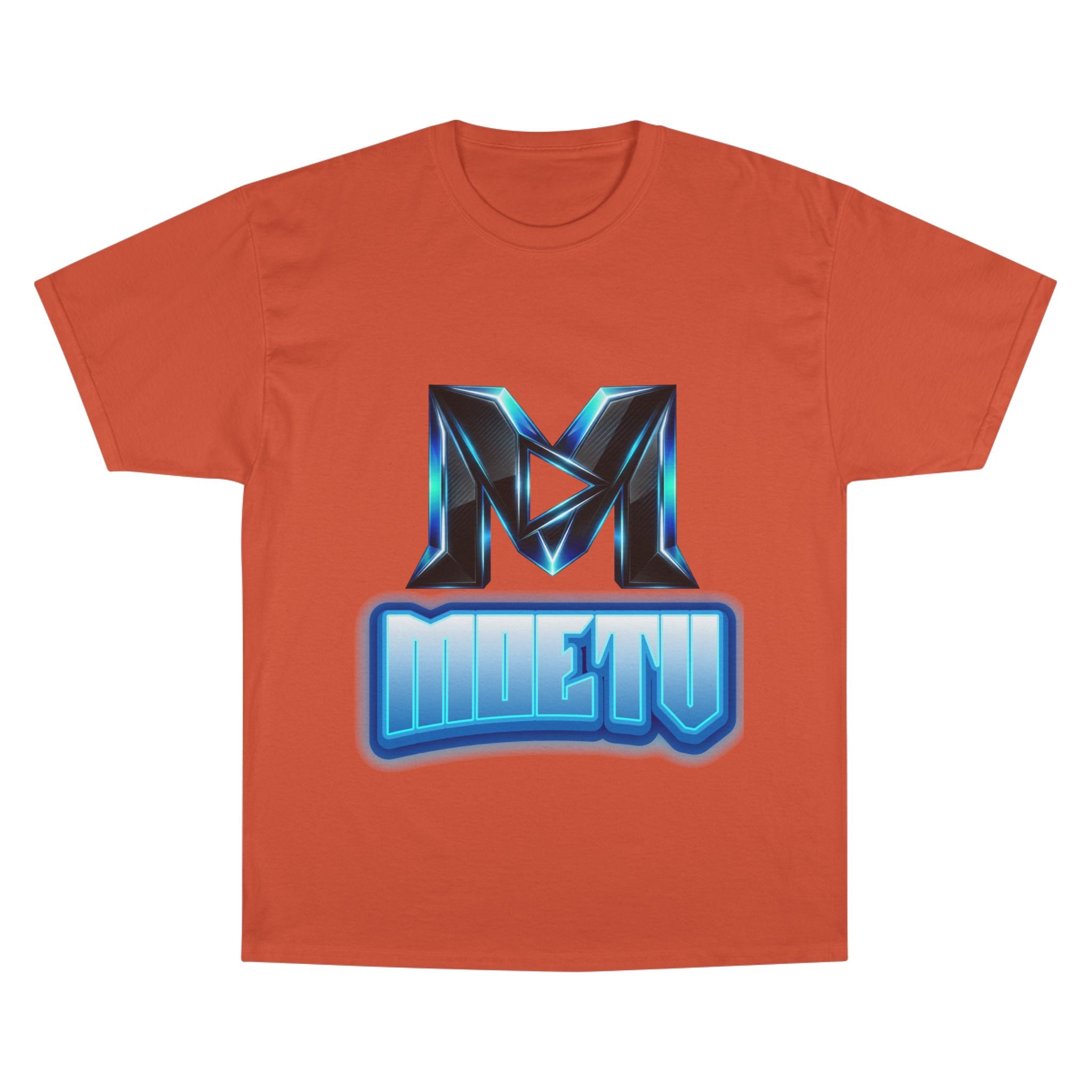 Champion T-Shirt — Blue Metallic 'M' Logo Streetwear Tee