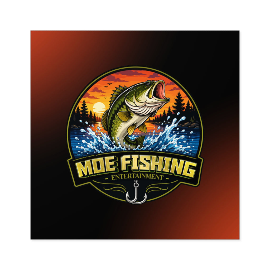 Square Fishing Sticker — MOE FISHING Bass Design (Indoor/Outdoor)