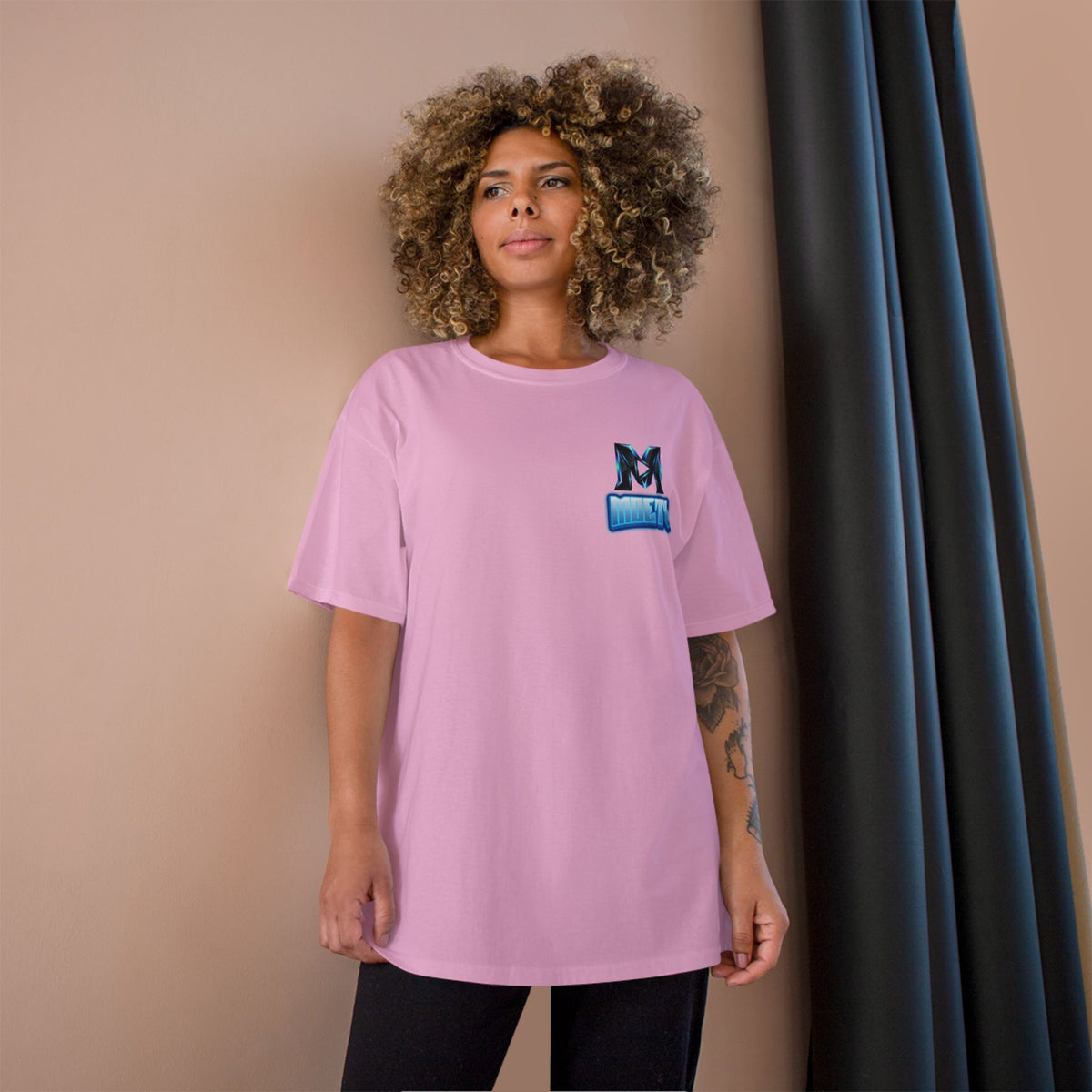 MOETV Champion T-Shirt — Gaming Logo Tee with Dolphin Crest