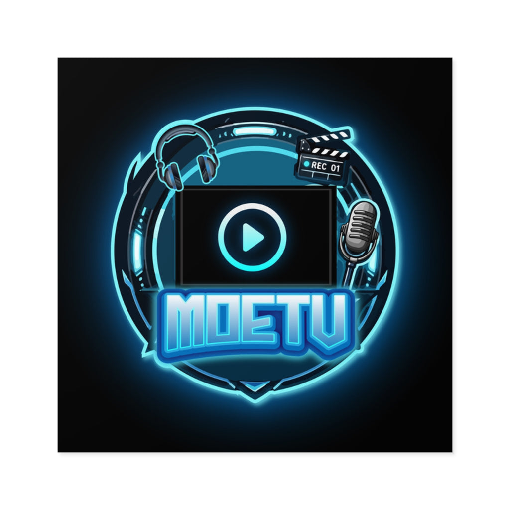Square Sticker — MOETV Neon Streaming Logo