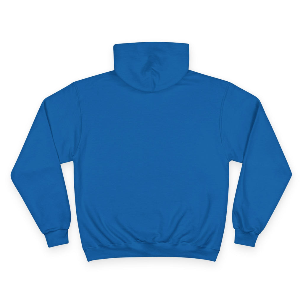 Champion Hoodie with Blue Metallic "M" Logo — Casual Streetwear Pullover