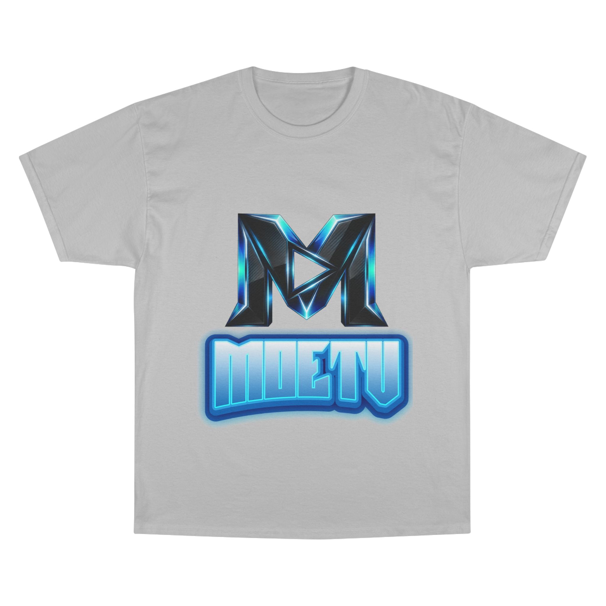 Champion T-Shirt — Blue Metallic 'M' Logo Streetwear Tee